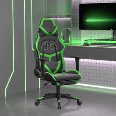 Sillas de juego vidaXL Silla gaming con reposapiés cuero sintético negro verde Verde