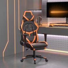 Naranja Sillas de juego vidaXL Silla gaming con reposapiés cuero sintético negro naranja Naranja