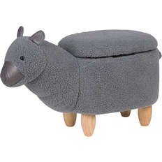 Sgabelli Beliani Grigio Alpaca Poliestere Pouf Di Tessuto