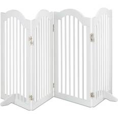 Relaxdays Safety Gate, Foldable Fence, Stable Feet, Protection for Children&Pets, FreeStanding, HWD: 92 x 205cm, White