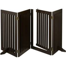 Safety stair gate Relaxdays Safety Gate with Door, Pets and Children, Retractable, with Feet, FreeStanding Barrier, HxW: 70x207 cm, Brown