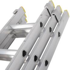 Extension Ladders Loops 27 Rung Aluminium TRIPLE Section Extension Ladders & Stabiliser Feet 2.5m 5.5m