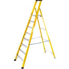 Fibreglass step ladders Loops 1.9m FIBREGLASS Platform Step Ladders 8 Tread Professional Lightweight Steps