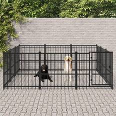 vidaXL Dog Kennel Steel 8.47 mÂ² - Black