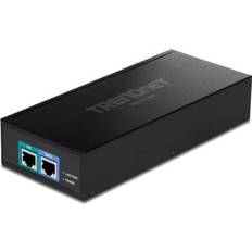 Trendnet 10g poe injector, supplies poe (15.4w) poe (30w) or poe (90w) converts a non-poe port to a poe 10g port, metal housing, black