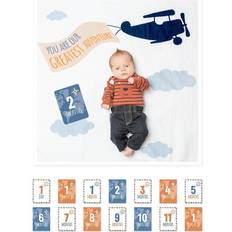 Baby milestone blanket Mary Meyer Lulujo Milestone Swaddle and Card Set Greatest Adventure