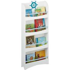 Estanterías Relaxdays Children's Bookcase, 4 Narrow Compartments, MDF, Maritime Design Shelf, HWD: 124