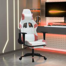 Roze - Volwassene Gamestoelen vidaXL Gamestoel met voetensteun kunstleer wit en roze