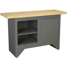 Loops Heavy Duty Steel Workbench Shelf & Locked Cupboard Garage Work Wood Station