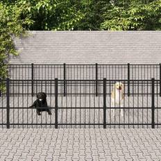 Dog kennels vidaXL Dog Kennel Steel 18.82 mÂ² - Black