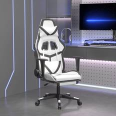 Gaming Chairs vidaXL gamingstol med fodstøtte kunstlæder hvid og sort