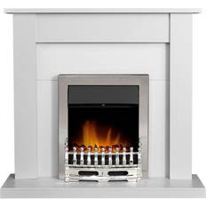 Fireplaces Adam Sutton Fireplace in Pure White with Blenheim Electric Fire In Chrome, 43 Inch