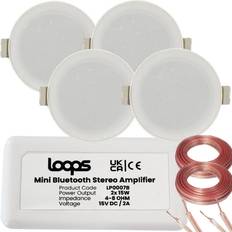 Amplifiers & Receivers Loops Bluetooth Ceiling Music Kit Mini Amp & 4 Low Profile Speakers Stereo HiFi Sound