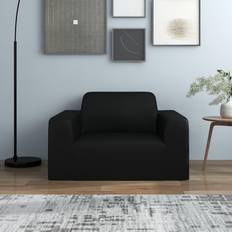Svarta Sofföverdrag vidaXL Med Stretch Svart Polyesterjersey Sofföverdrag Svart