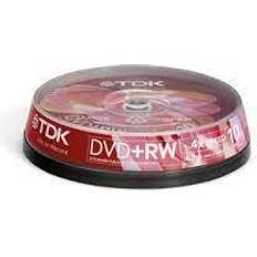 Tomma dvd rw skivor TDK DVD+RW 4.7GB 4x Pack- 10 Cakebox