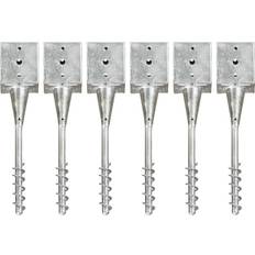 vidaXL Picas De Tierra 6 Uds Acero Galvanizado Plateado 12x12x56 cm