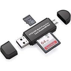 Micro tf kort Vanja SD-kortläsare, Micro USB OTG-adapter och USB 2.0 bärbar minneskortläsare för SD TF SDXC SDHC MMC RS-MMC Micro SD Micro SD SDXC Micro SDHC-kort och UHS-I-kort