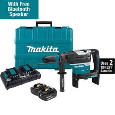 Hammer Drills Makita 18V 1-9/16 in. 5.0 Ah X2 LXT Lithium-Ion (36V) Brushless Cordless AVT Rotary Hammer Kit AFT AWS