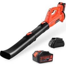 Electric leaf blower Cordless Leaf Blower Blütezeit 21V Electric Leaf Blower 320CFM 150MPH with 4.0Ah Battery & Charger, 6-Speed Dial, 2-Section Tubes, Battery Powered for Lawn Care, Snow, Yard, Debris & Dust