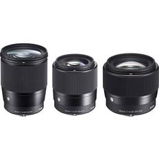 Sigma 56mm 1.4 Sigma f/1.4 DC DN Contemporary 3 Lens Bundle for Canon EF-M, 16mm, 30mm, 56mm Lenses