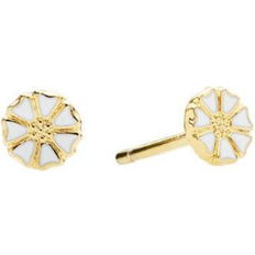 Lund Copenhagen Marguerit Micro Ear Stud - Gold/White