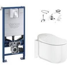 Toilets Grohe Sensia Arena Modern Wall Hung Rimless Standard Toilet & Cistern With Soft Close Seat