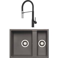 Grey Kitchen Taps Enza 1.5 Bowl Grey