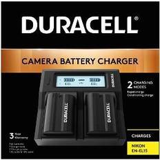 Duracell Akkuladegerät Batterien & Akkus Duracell Dual Ladegerät für DRNEL15/EN-EL15 (Ladegerät) Kamera Stromversorgung, Schwarz