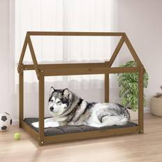 vidaXL Cama Para Perros Madera Maciza Pino 111x80x100 cm - Marrón