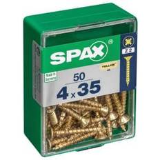 Keltainen Ruuvit Spax Yellox Wood Screw Box Flat Head 50 Pieces 4 x 35mm