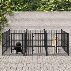 vidaXL Dog Kennel Steel 5.63 mÂ² - Black