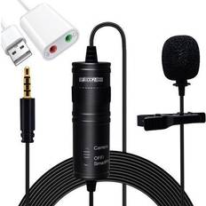 Lavalier Professional Omnidirectional Lavalier Microphone 3.5mm Clip-On Lapel Mic for Smartphone DSLR Camera