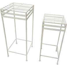 Outdoor plant stands Santa's Workshop White Iron Plant Stands, Two Nested