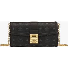 MCM Tracy Large Monogram Wallet on Chain - BLACK