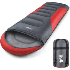 Hooded Sleeping Bag Red Red