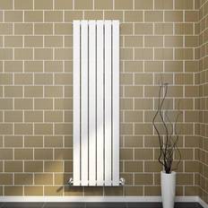 Elegant Vertical Single Panel Radiator 1600x456mm Designer Radiator with White Thermostatic Radiator Valves