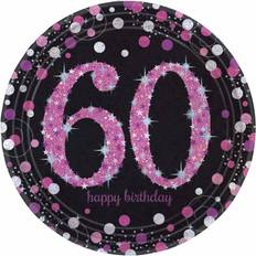 Pink Engangstallerkner Amscan 60 års Fødselsdag paptallerkner Pink