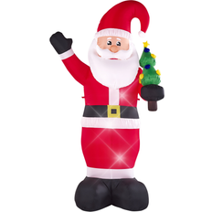 Rouge Décorations Gonflables Beliani Christmas Inflatable LED Santa Claus 225 cm Red IVALO