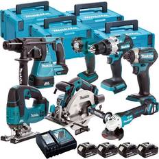 Makita Set Makita 18V 7 Piece Cordless Kit with 4 x 5.0Ah Batteries T4TKIT-120:18V