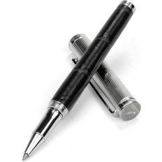 Ballpoint Pens Aspinal of London Black and Sterling Silver Crocodile Print Rollerball Pen