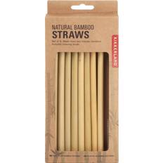 Kikkerland 8 Pack Bamboo Drinking Straws & Brush Reusable Eco Friendly