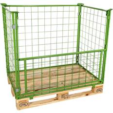 Mesh 1200 EUROKRAFTbasic Mesh stacking frame for EUR pallet, with flap, mesh size 100 x 100 mm, height 1200 mm, green