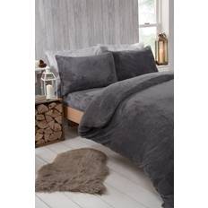 Charcoal Superking Teddy Housse de couette Noir, Gris