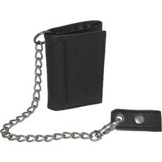 Trifold Wallet - Sleek and Slim Includes ID Window Credit Card Holder,Black with Chain