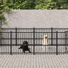 vidaXL Dog Kennel Steel 9.38 mÂ² - Black