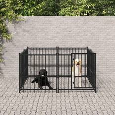 vidaXL Dog Kennel Steel 3.75 mÂ² - Black