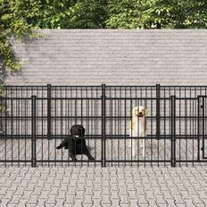 Dog kennels vidaXL Dog Kennel Steel 18.77 mÂ² - Black