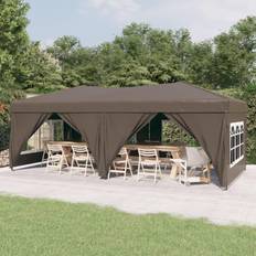 vidaXL Folding Party Tent with Sidewalls Taupe 3x6