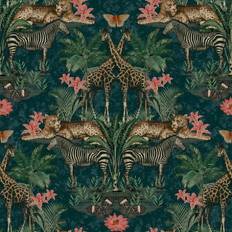 Grandeco Animal Kingdom Wallpaper Teal A49304