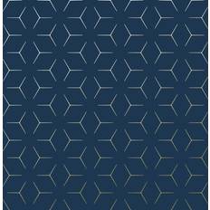 Wallpapers Metro Illusion Geometric Wallpaper Navy Blue and Gold WOW005